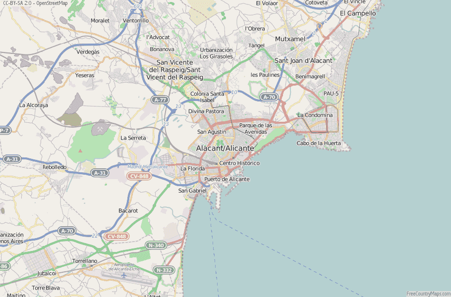 Alacant/Alicante Spain Map