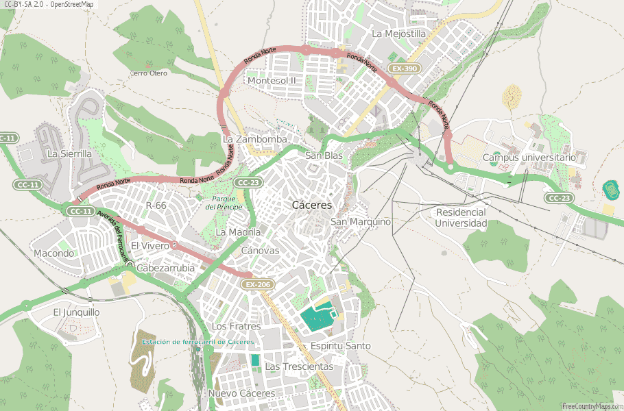 Cáceres Spain Map