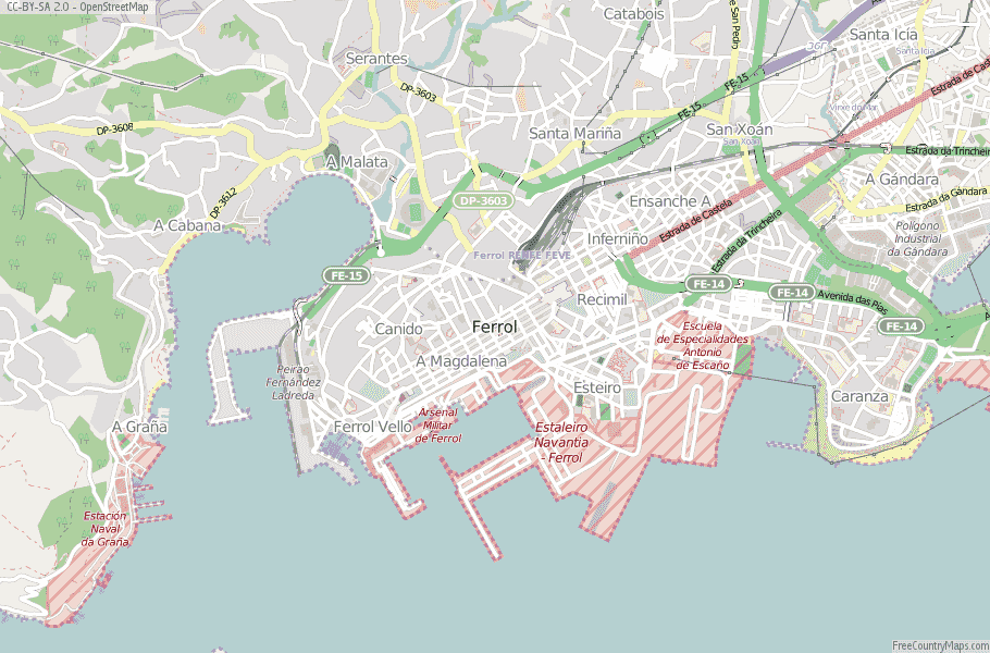 Ferrol Spain Map