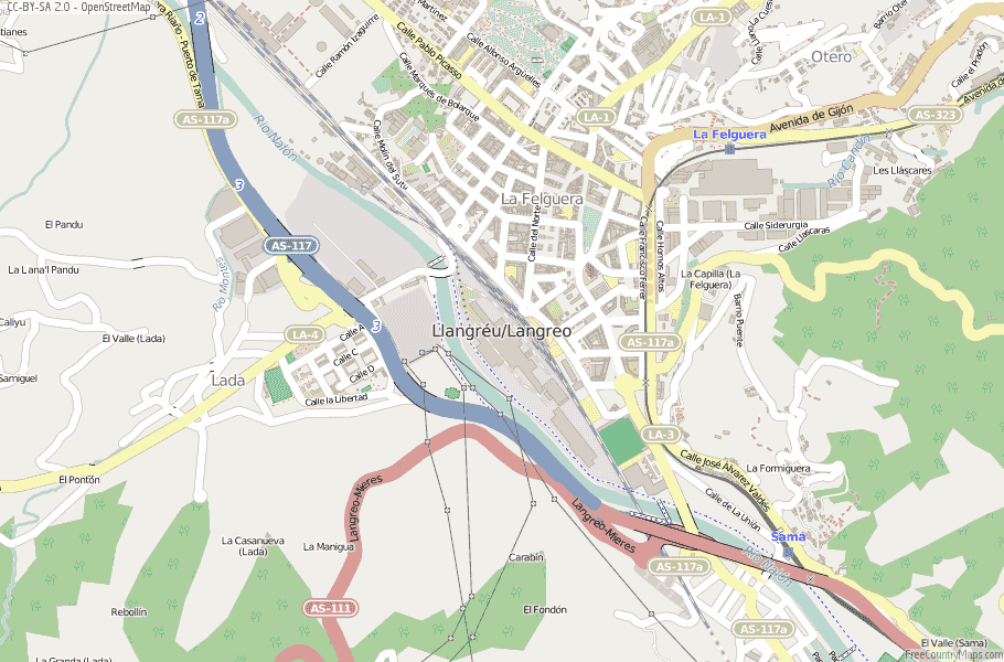 Llangréu/Langreo Spain Map