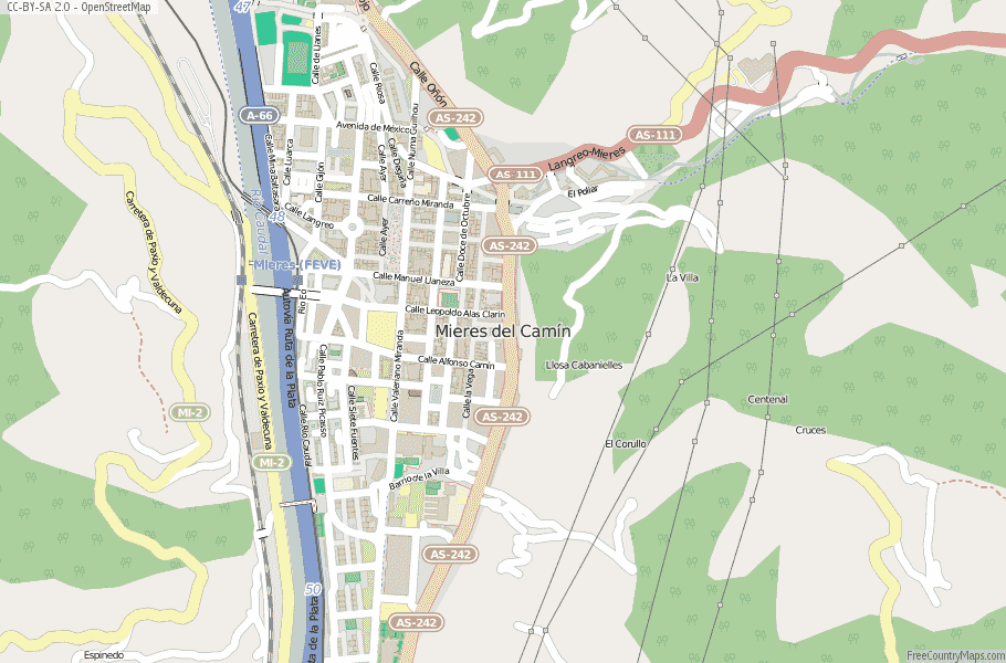 Mieres del Camín Spain Map