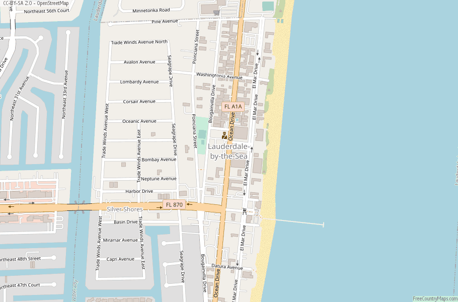 LauderdalebytheSea Map United States Latitude & Longitude Free Maps