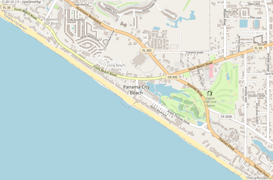 Panama City Beach Map United States Latitude & Longitude: Free Maps