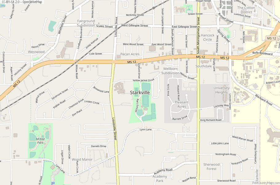 Starkville Map United States Latitude & Longitude: Free Maps