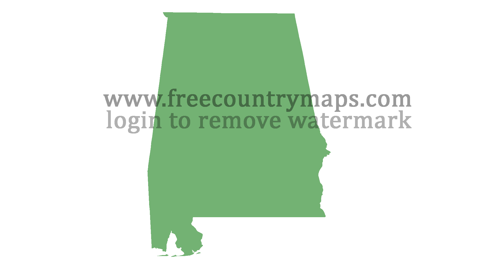 Blank Map of the State of Alabama in 1080p
