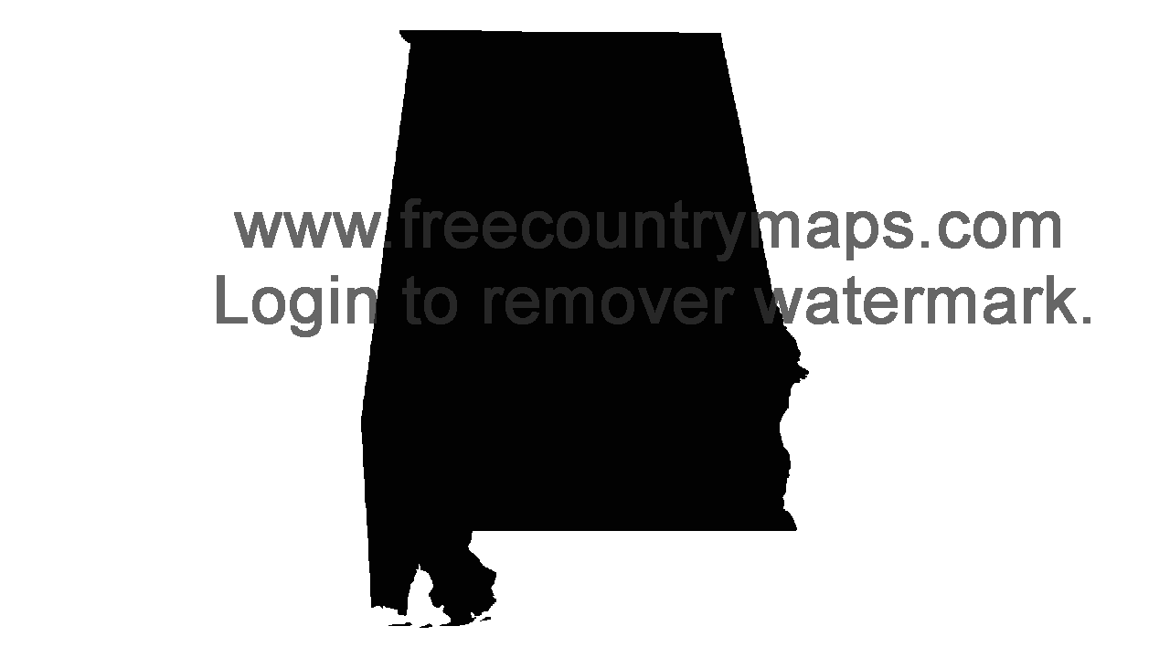 Black 720p Blank Map of Alabama
