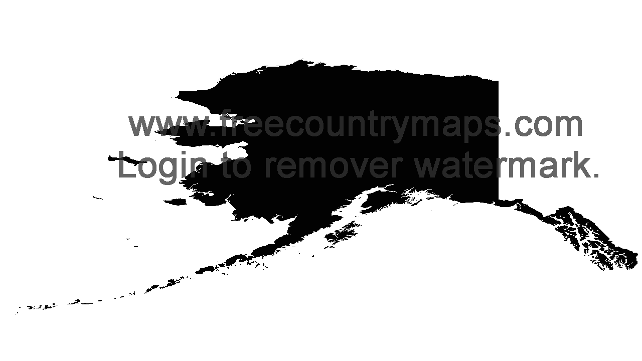Black 720p Blank Map of Alaska