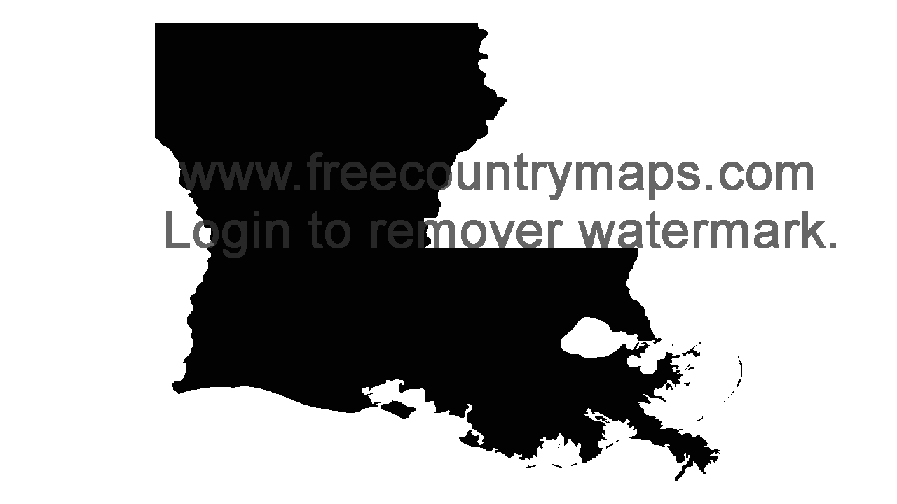 Black 720p Blank Map of Louisiana
