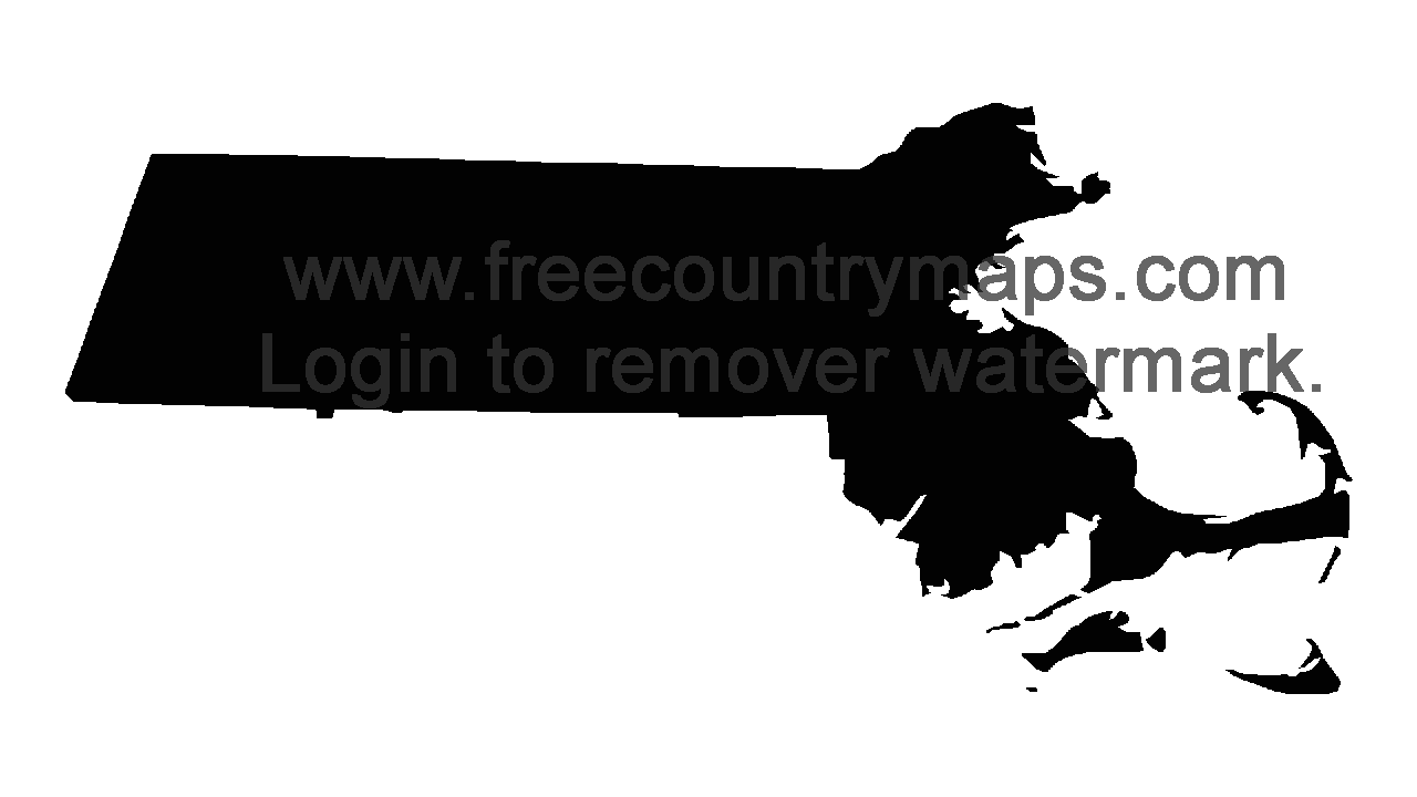 Black 720p Blank Map of Massachusetts