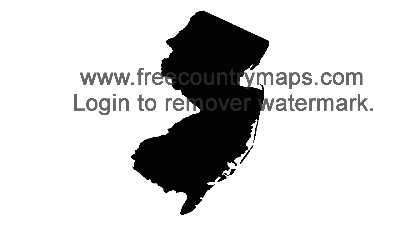Black 720p Blank Map of New Jersey