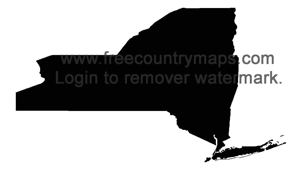 Black 720p Blank Map of New York