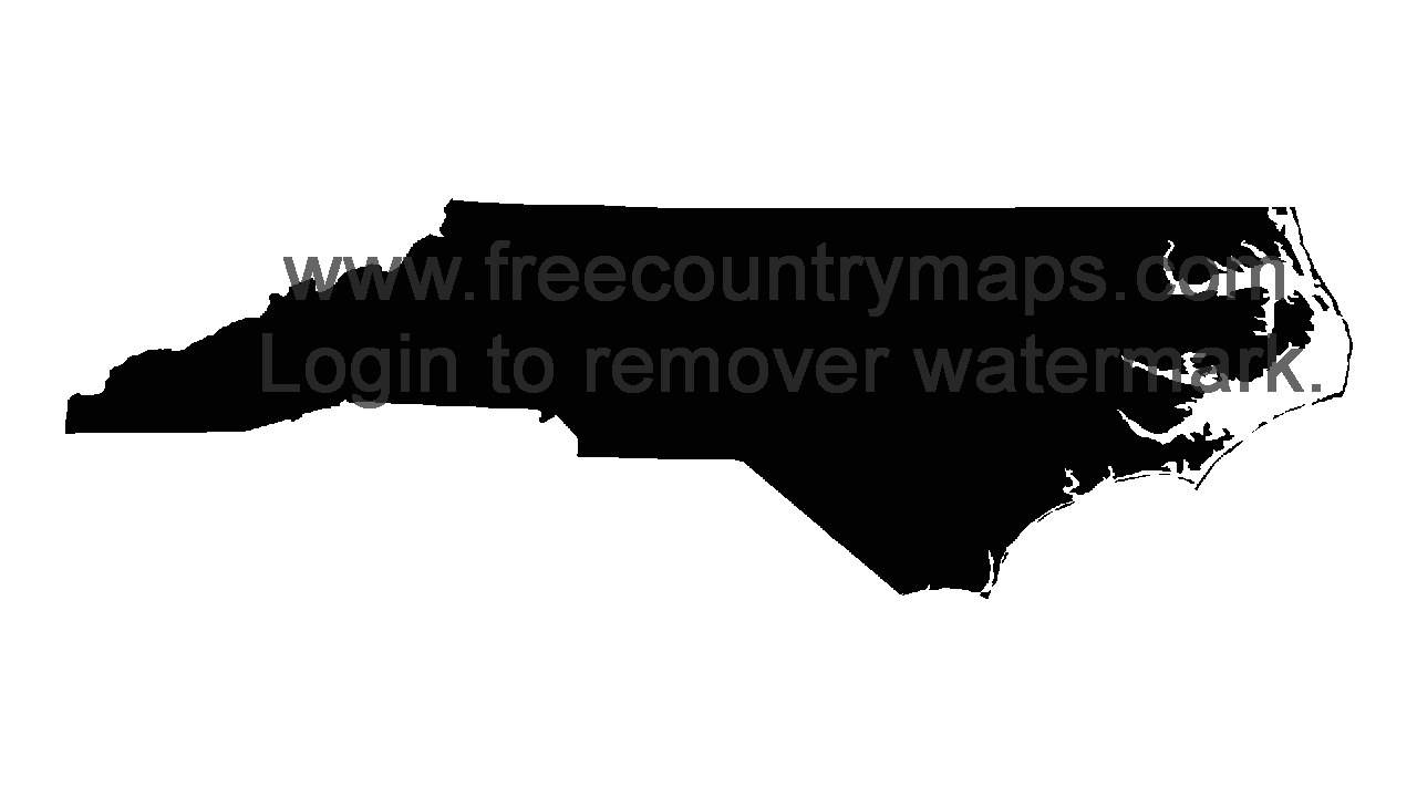 Black 720p Blank Map of North Carolina