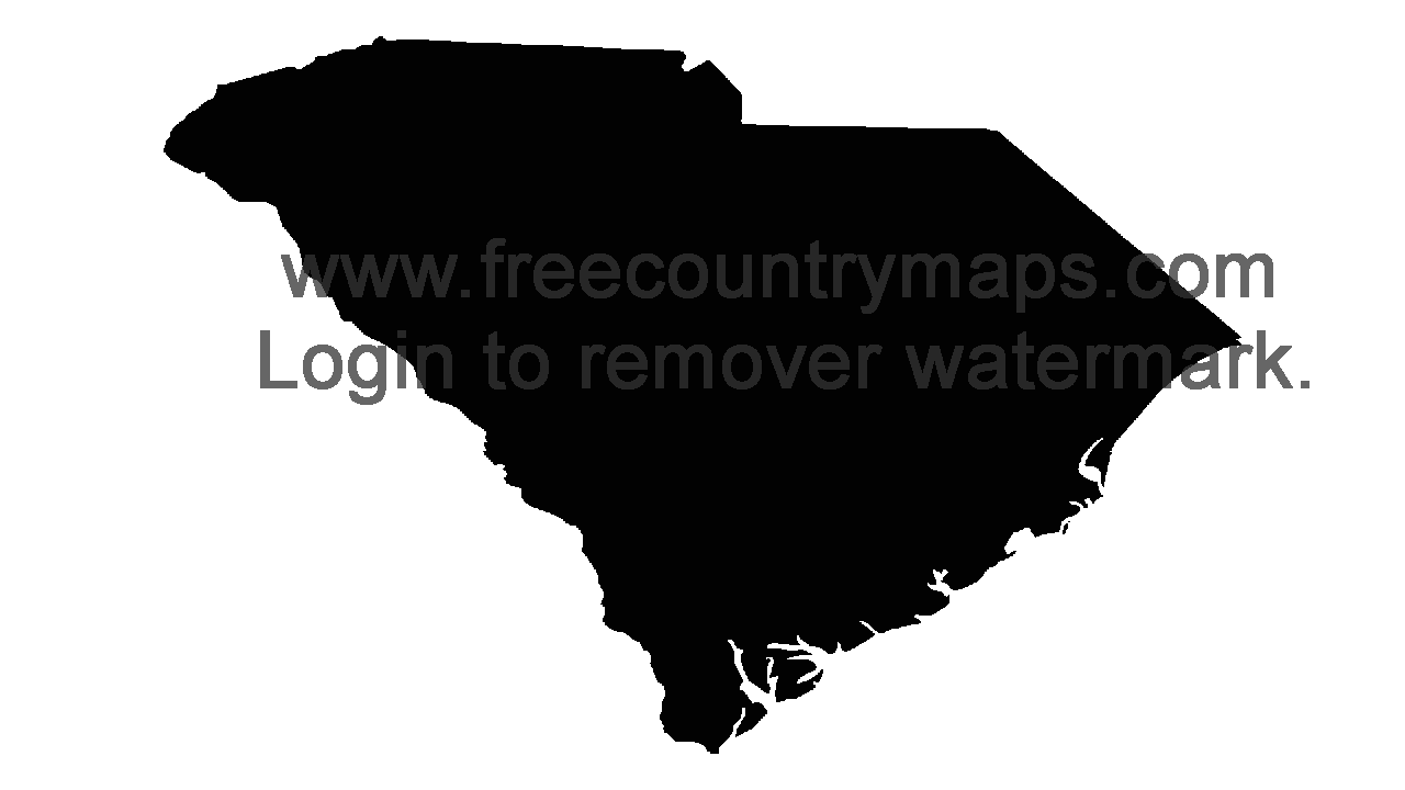 Black 720p Blank Map of South Carolina