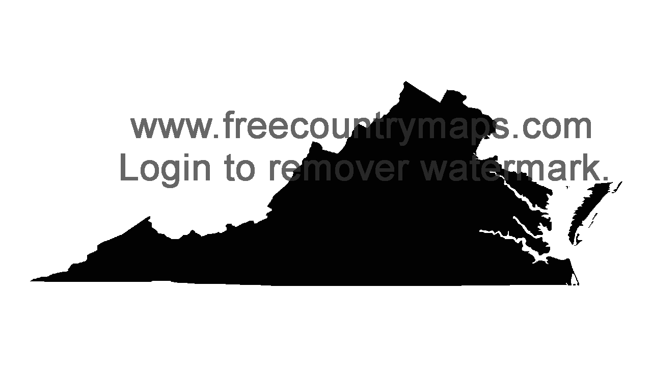 Black 720p Blank Map of Virginia