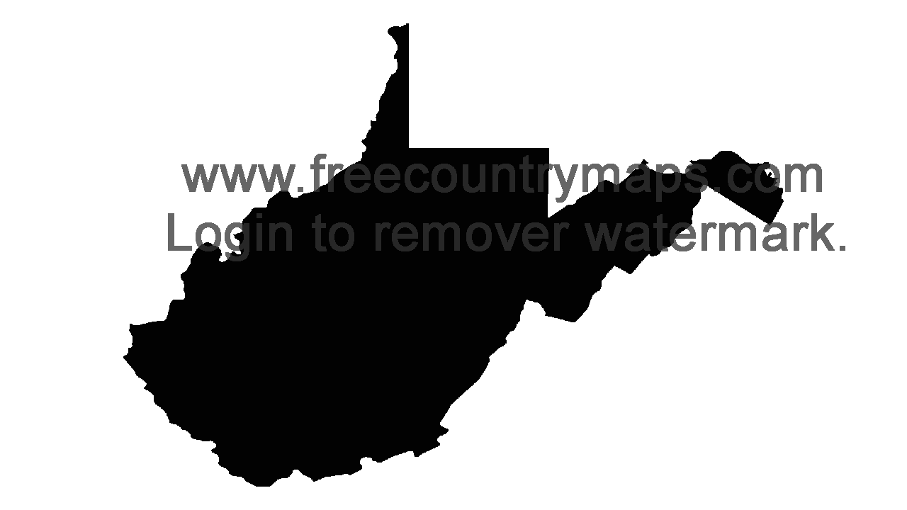 Black 720p Blank Map of West Virginia