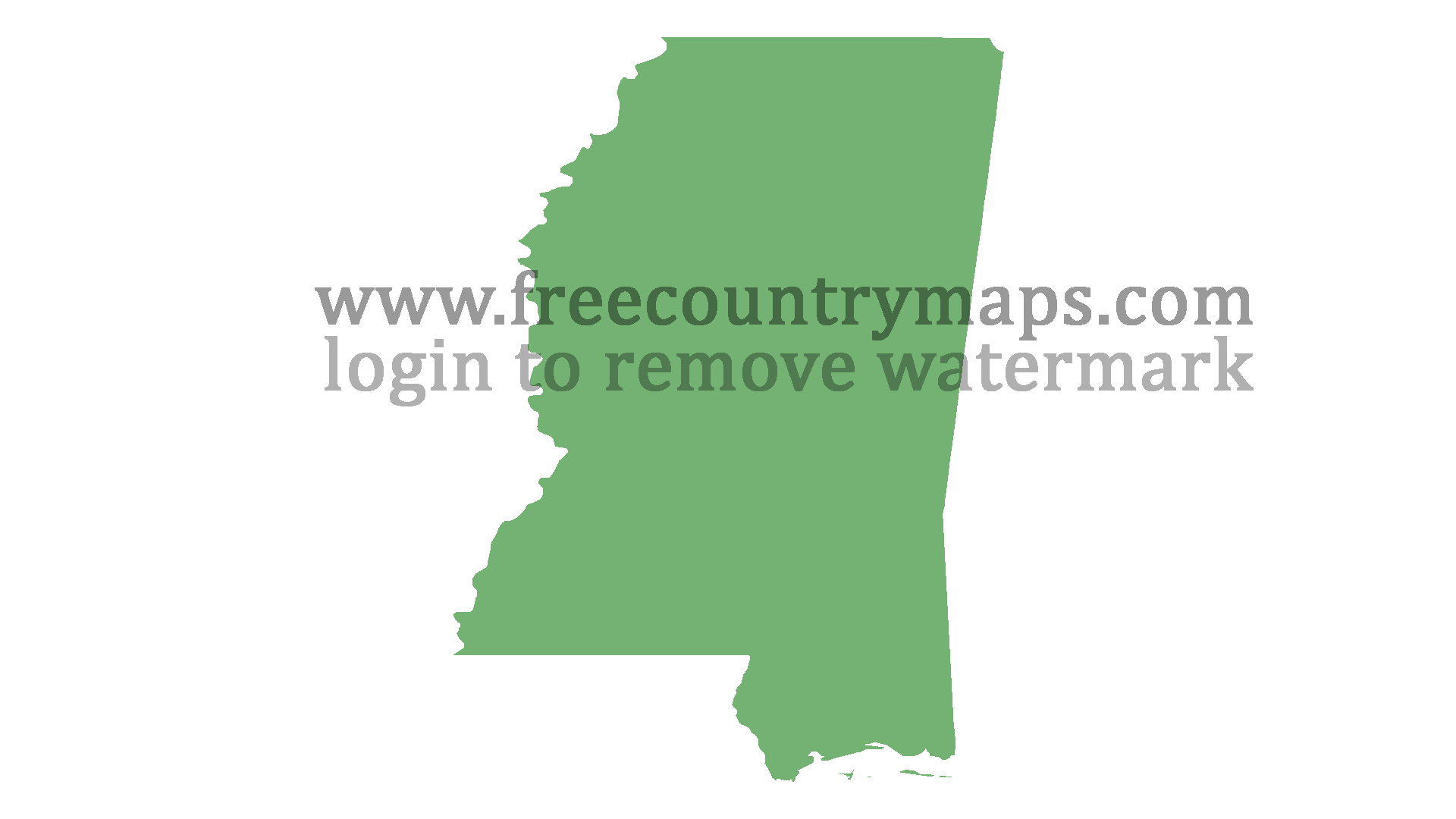 Blank Map of the State of Mississippi in 1080p