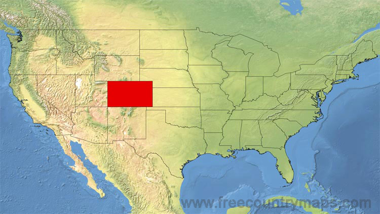 Map showing the location of Colorado in the US.