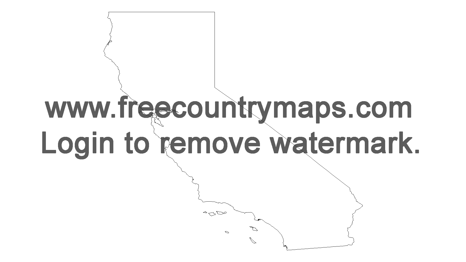 Free Outline Map of the US State of California