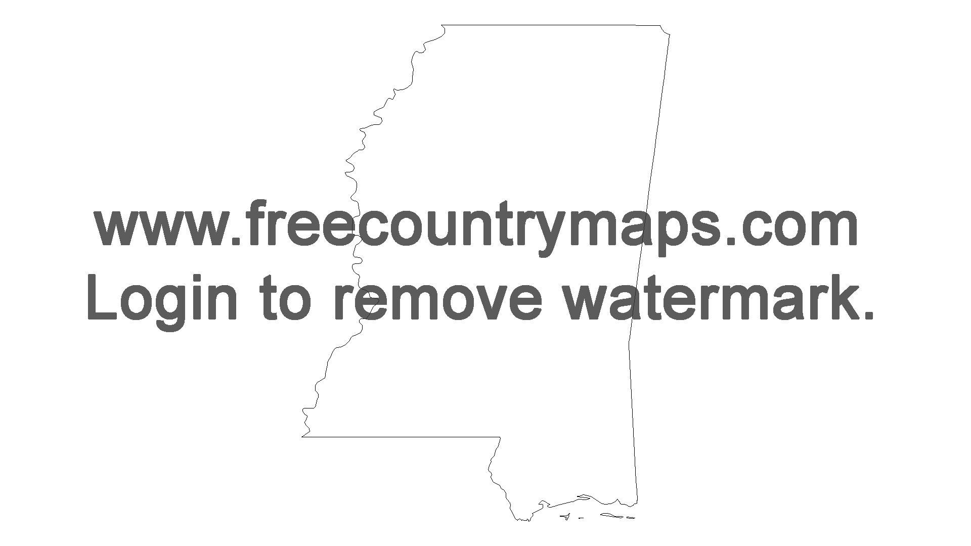 Free Outline Map of the US State of Mississippi