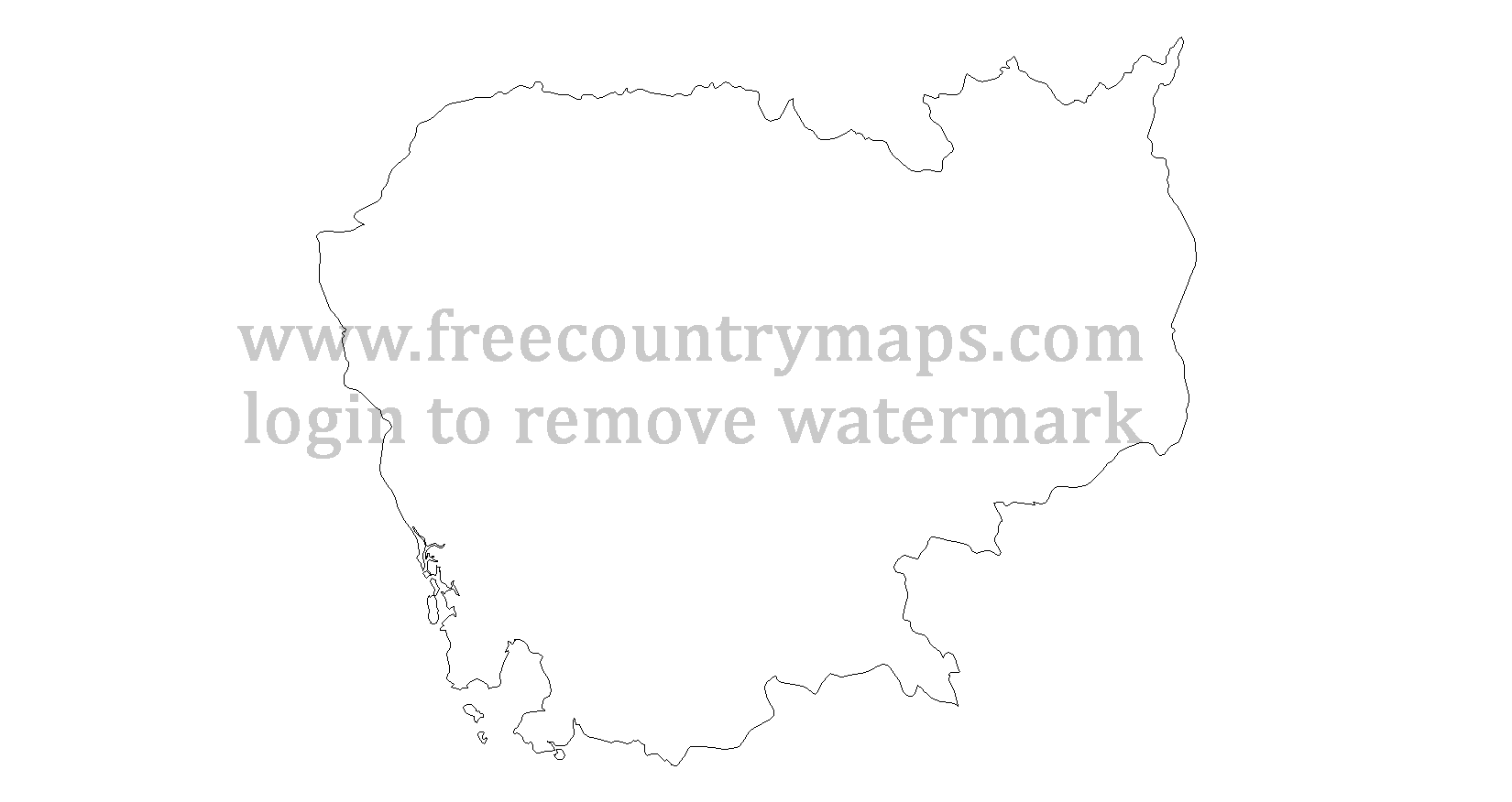 Cambodia Outline Map : Mercator