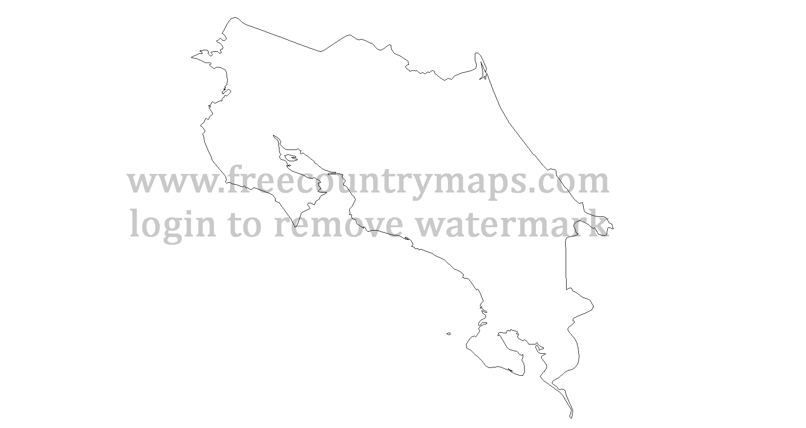 Costa Rica Outline Map : Mercator
