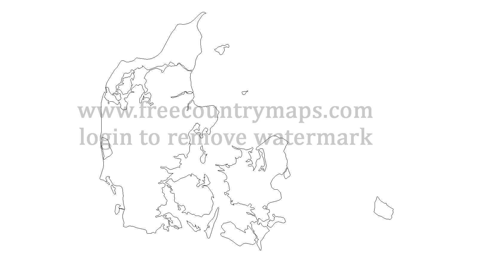 Denmark Outline Map : Mercator