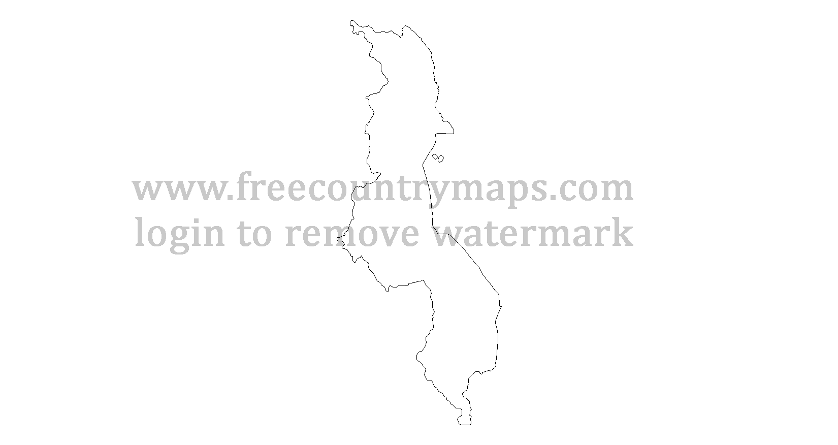 Malawi Outline Map : Mercator