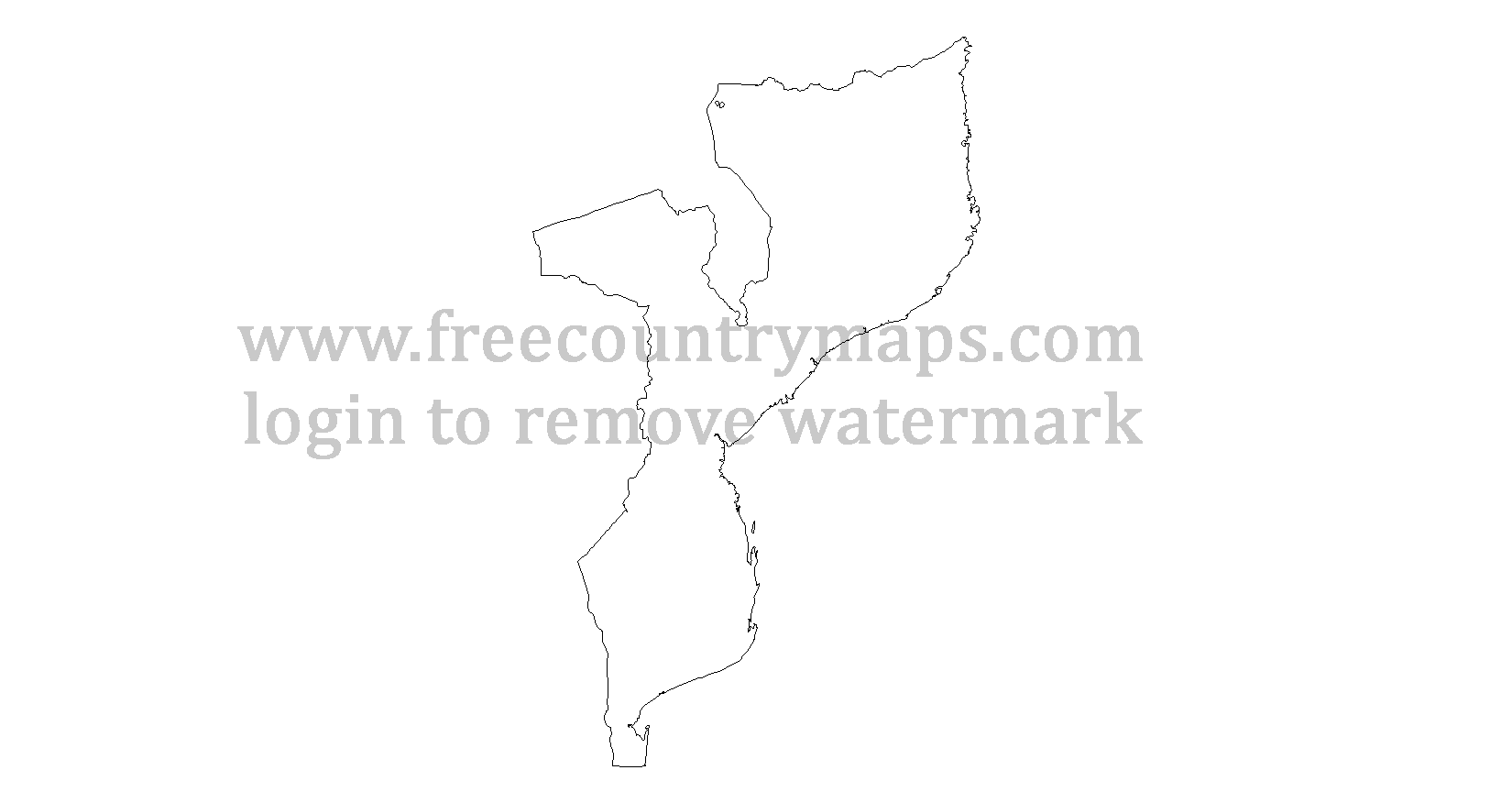 Mozambique Outline Map : Mercator