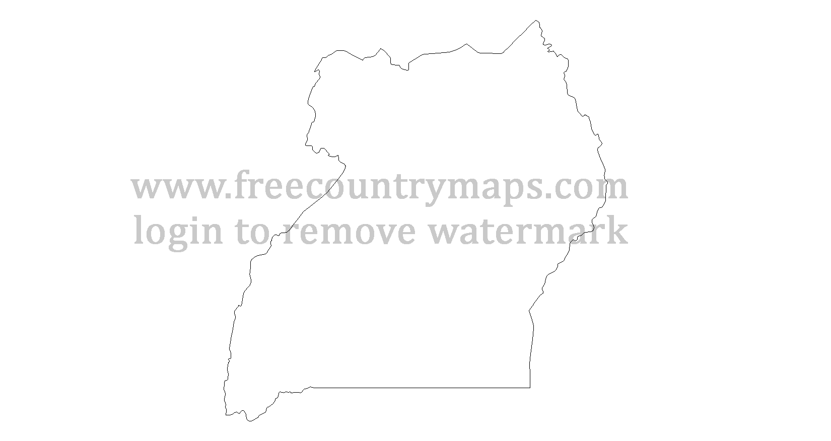 Uganda Outline Map : Mercator