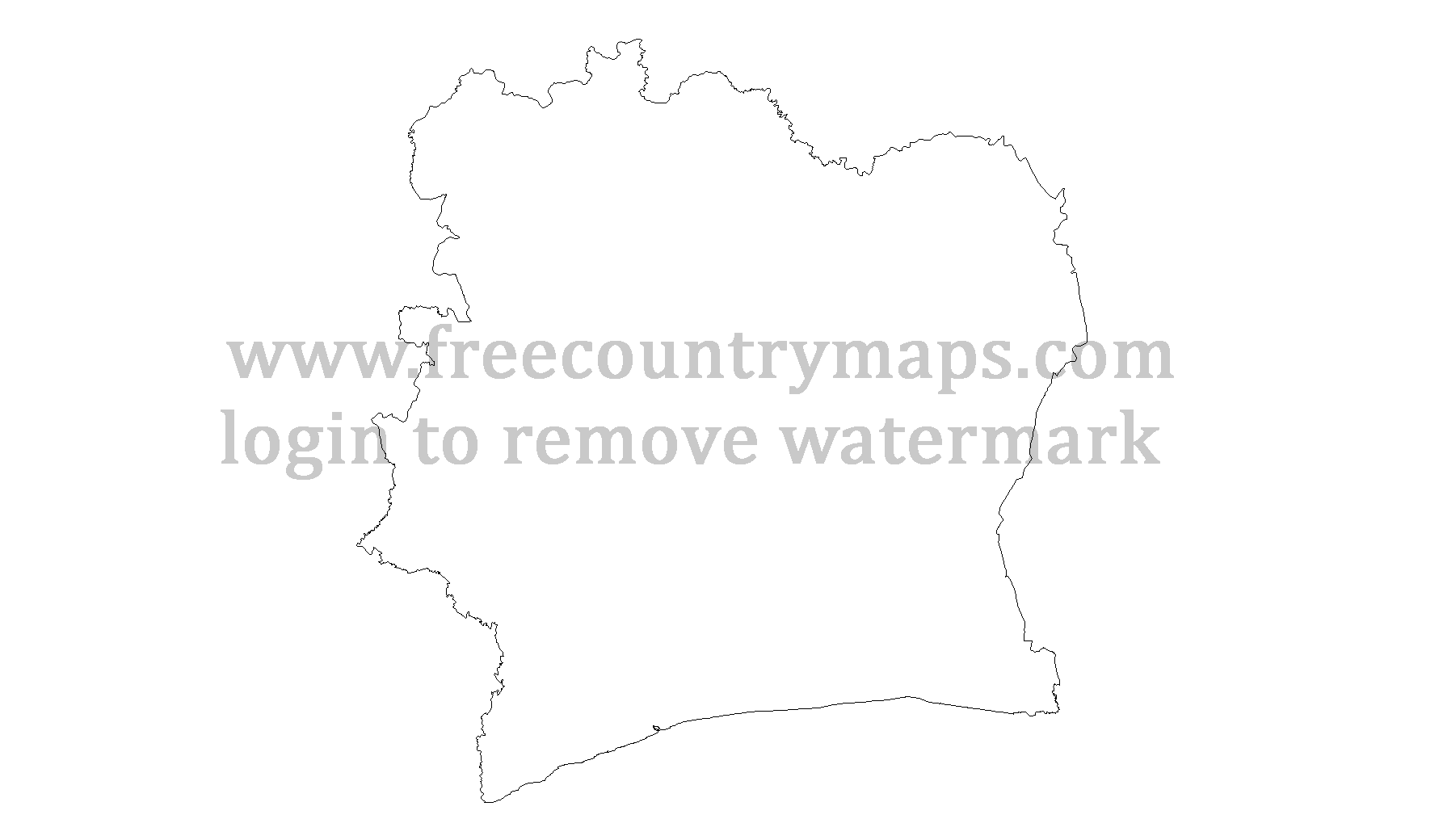 Outline Map of Ivory Coast