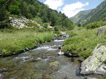 River Andorra Mountain Trees Picture