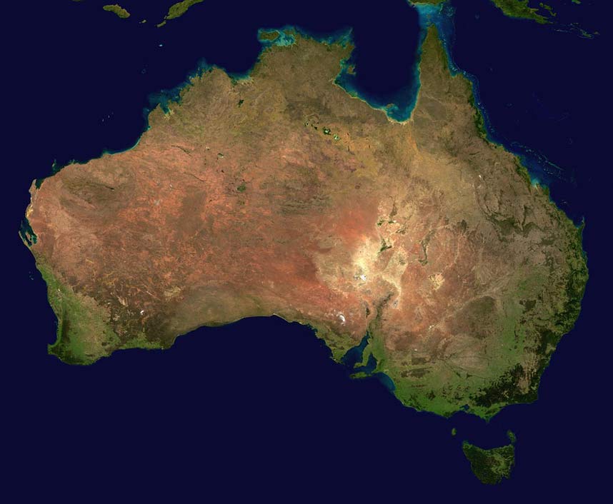 Geography Aerial-View Continent Australia