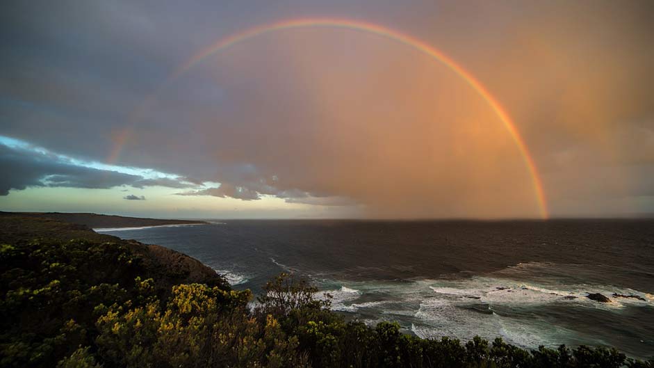 Beach Sunset Coast Rainbow