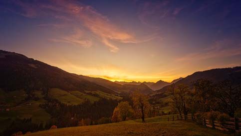 Sunset Nature Mountains Alpine Picture
