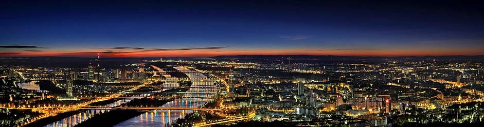 Evening Night Panorama Vienna