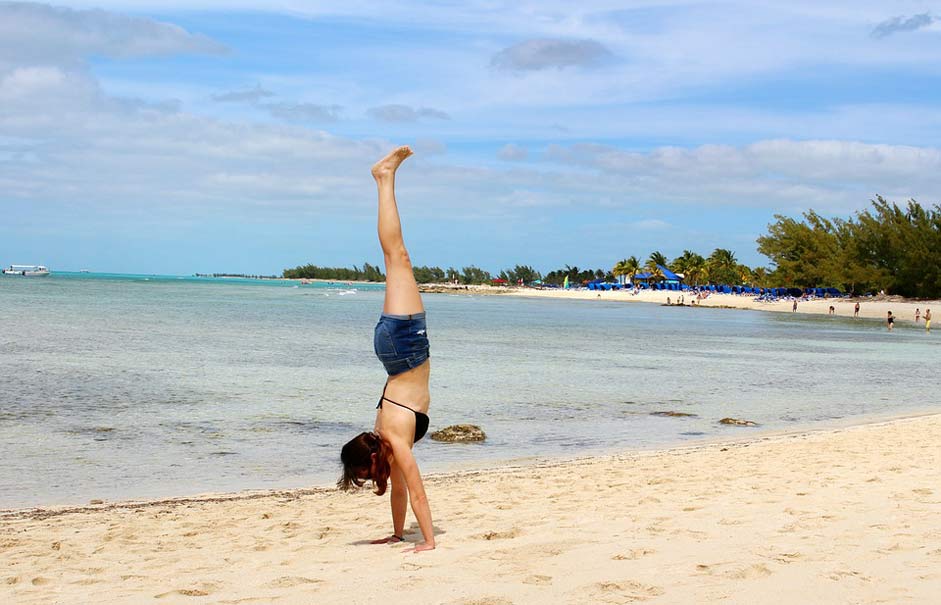Sea Handstand Bahamas Beach