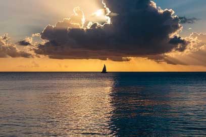 Ocean-Sunset Sailboat Barbados Atlantic-Ocean Picture