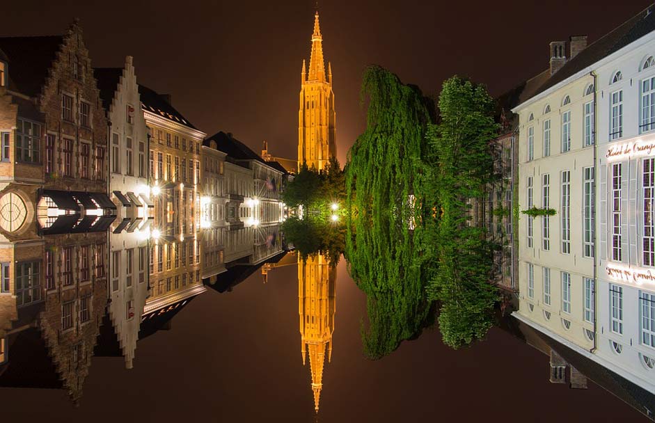 Historic-Center Mirroring Belgium Bruges