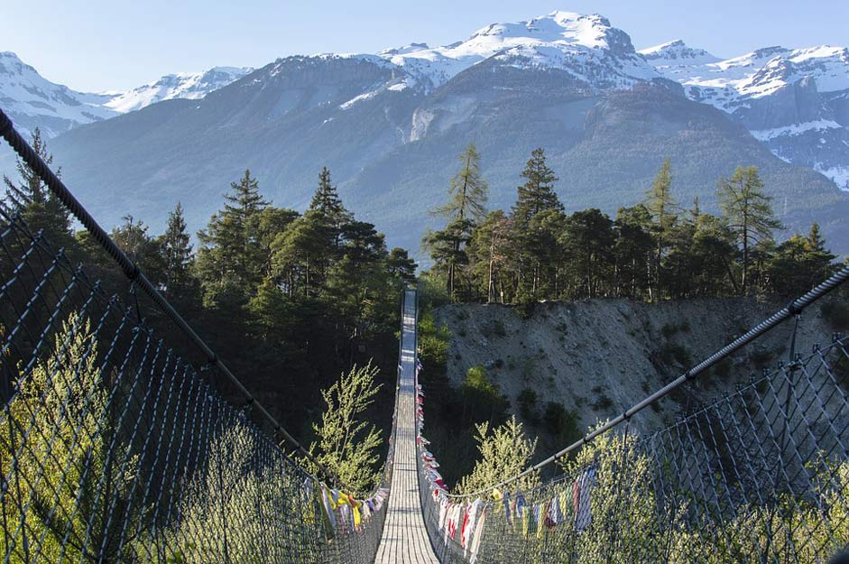 Nature Snow Mountain Bridge