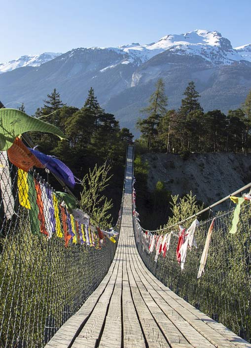 Nature Snow Mountain Bridge