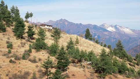 Bhutan  Mountain Hill-House Picture
