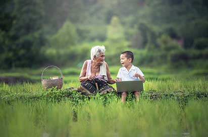 Grandmother Myanmar Laptop Kids Picture