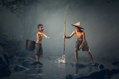 Children Together Teamwork Fishing Picture