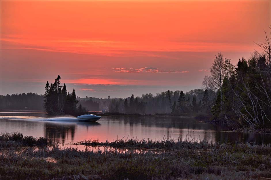 Nature Lake Boat Sunset