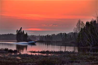 Sunset Nature Lake Boat Picture