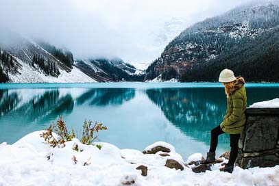 Woman Female Lake Hike Picture