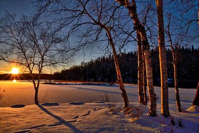 Sunset Nature Twilight Winter-Landscape Picture
