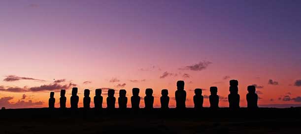 Chile Silhouettes Statues Easter-Island Picture