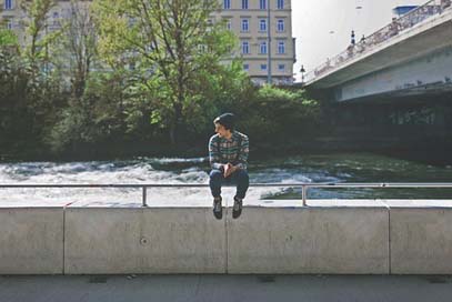 Urban Boy Sitting Wall Picture