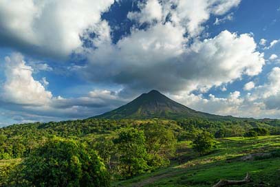 Volcano Blue-Sky Clouds Costa-Rica Picture